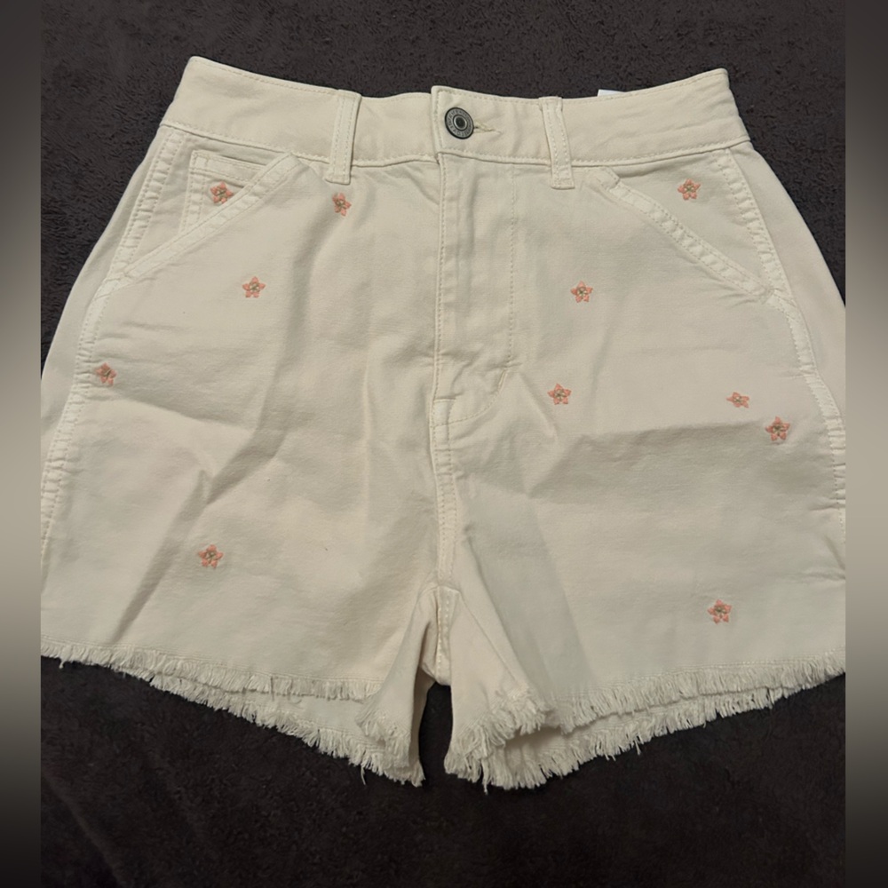 American Eagle Floral White Jean Shorts